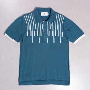 MADCAP England Luxury Knit Sweater Polo Shirt Men's Medium Retro Blue 70s 80s